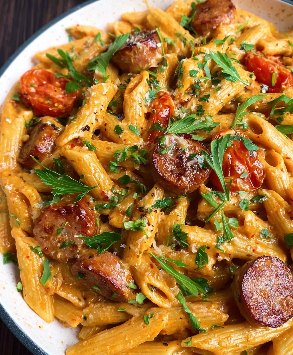 Creamy Cajun Beef Sausage Pasta Quick Meal