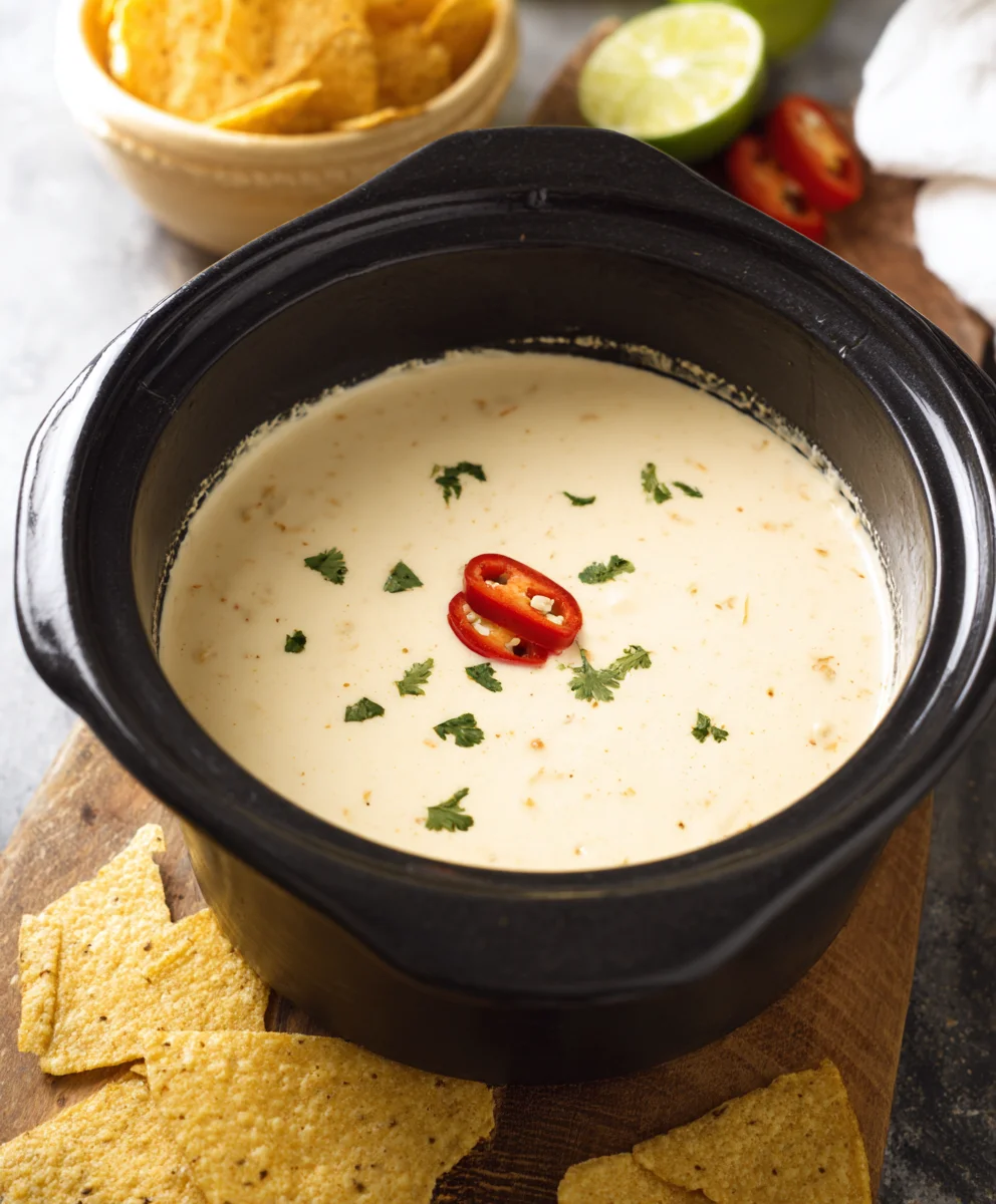 Easy Crockpot White Queso Dip Recipe - Creamy & Delicious