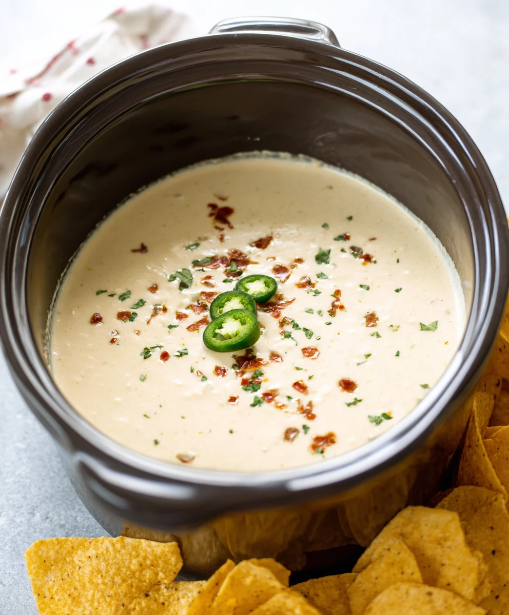 Easy Crockpot White Queso Dip Recipe - Creamy & Delicious