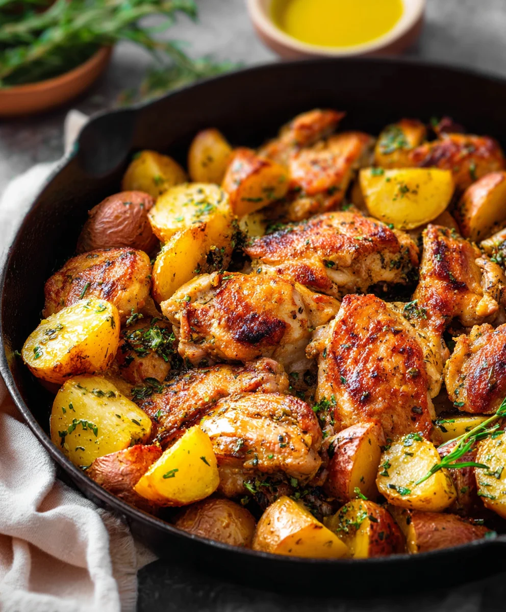 Garlic Butter Chicken Potatoes Skillet-Easy Weeknight Meal