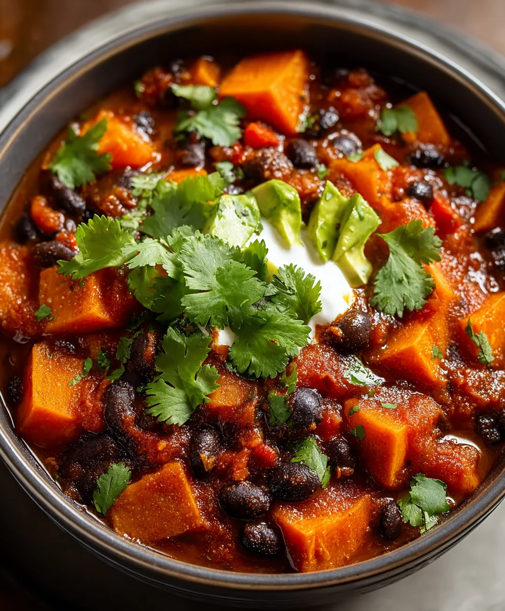 Hearty Sweet Potato Black Bean Chili-Comfort Food