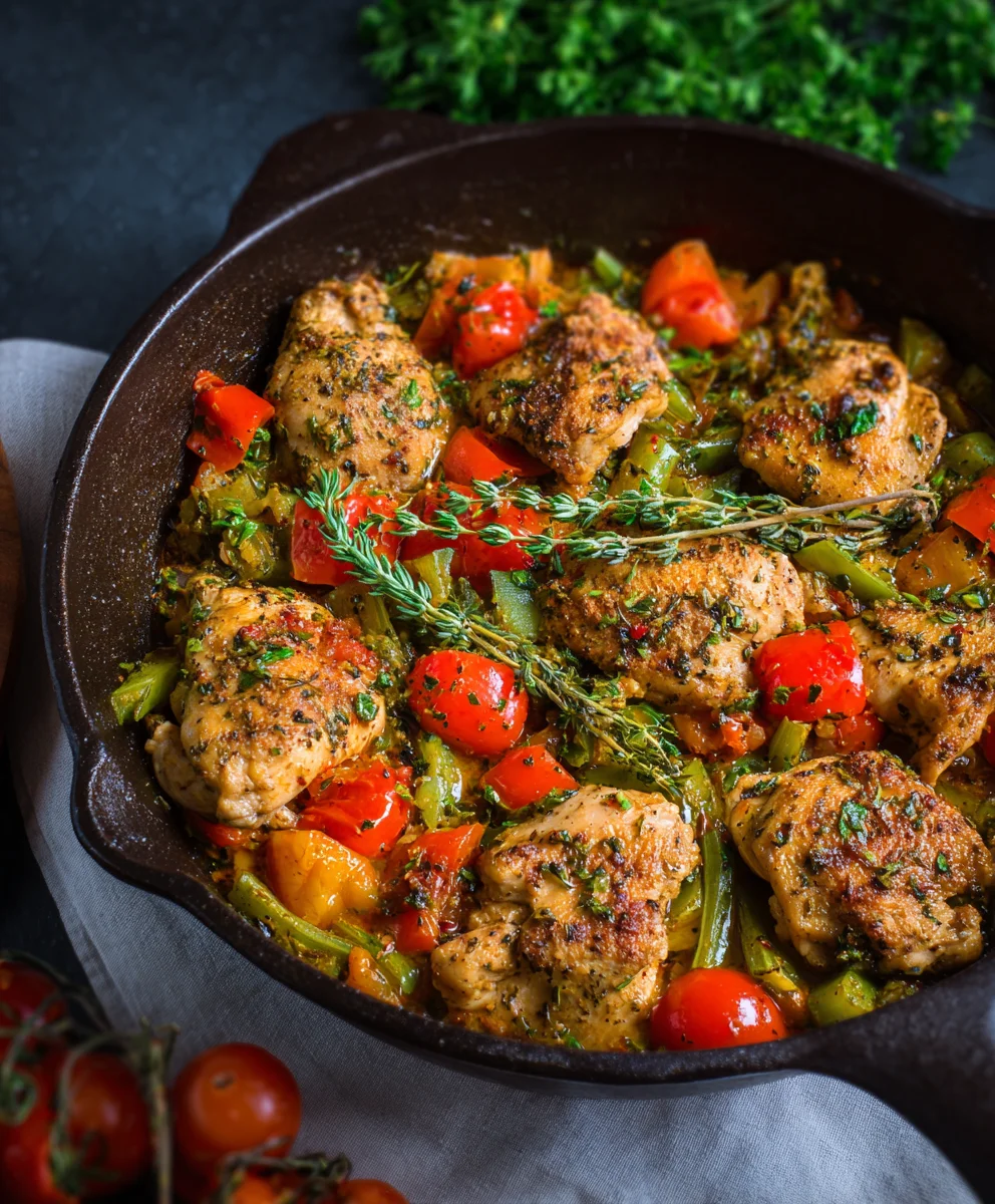 Healthy Low Carb Chicken Vegetable Skillet Recipe