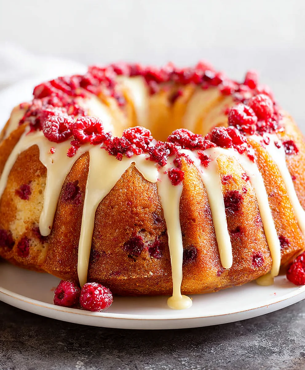 Raspberry White Chocolate Bundt Cake-Decadent Dessert