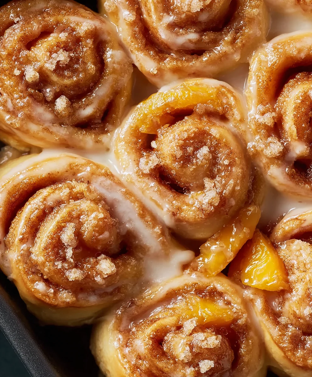 Peach Cobbler Cinnamon Rolls-Sweet Summer Dessert
