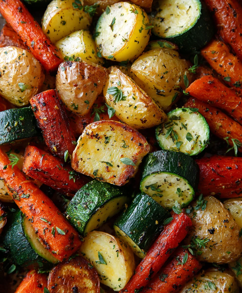 Garlic Herb Roasted Potatoes Carrots Zucchini