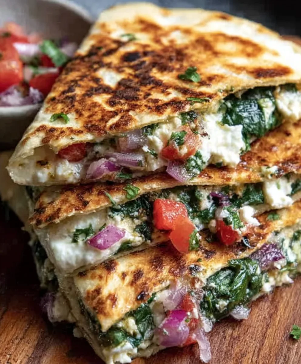 Spinach Feta Quesadillas - Easy & Delicious