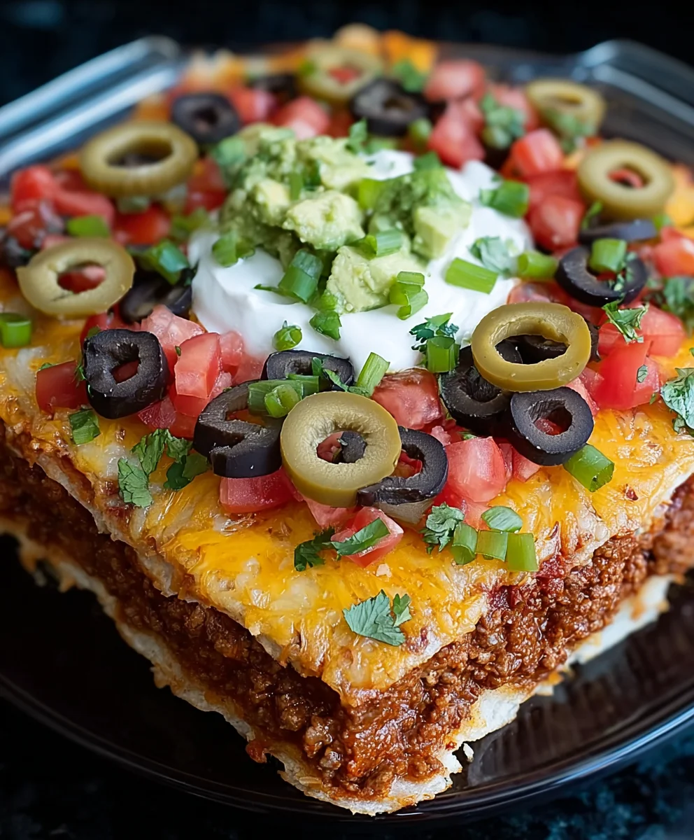 Easy Layered Taco Bake Recipe-Family Favorite