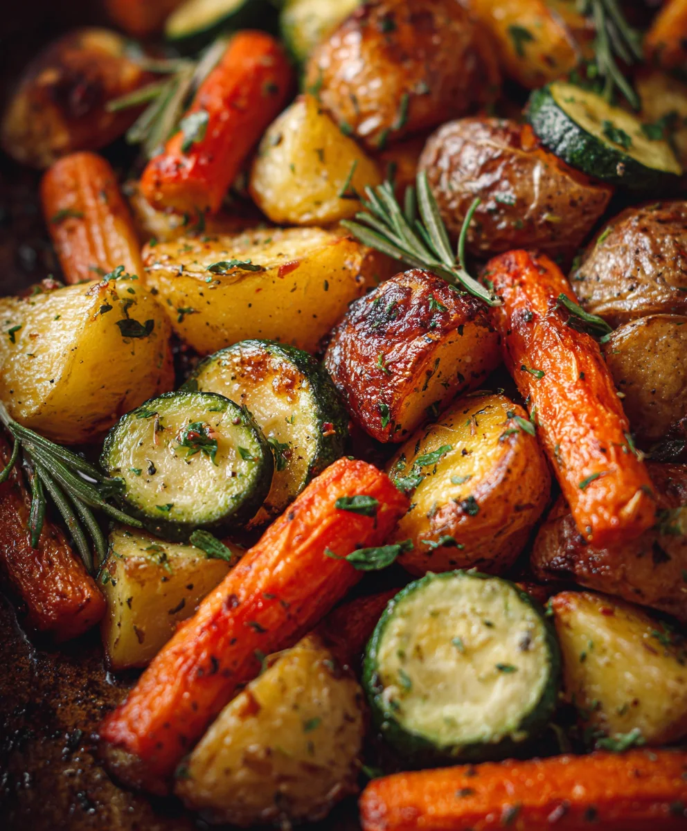Garlic Herb Roasted Potatoes Carrots Zucchini