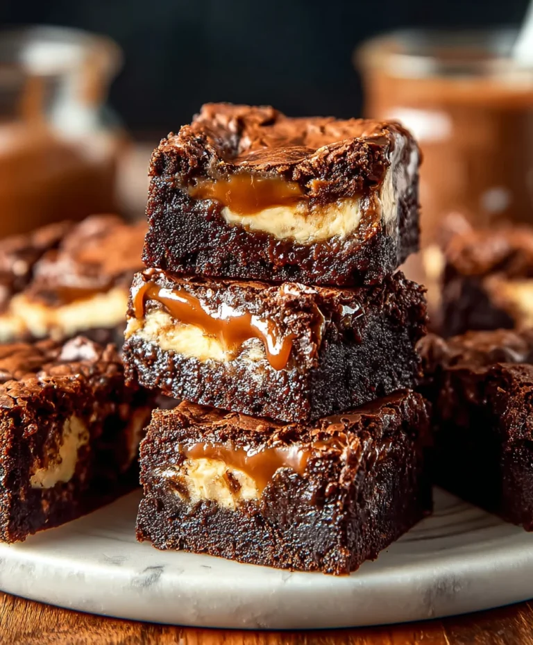 Caramel Nutella Cheesecake Brownies-Decadent Dessert