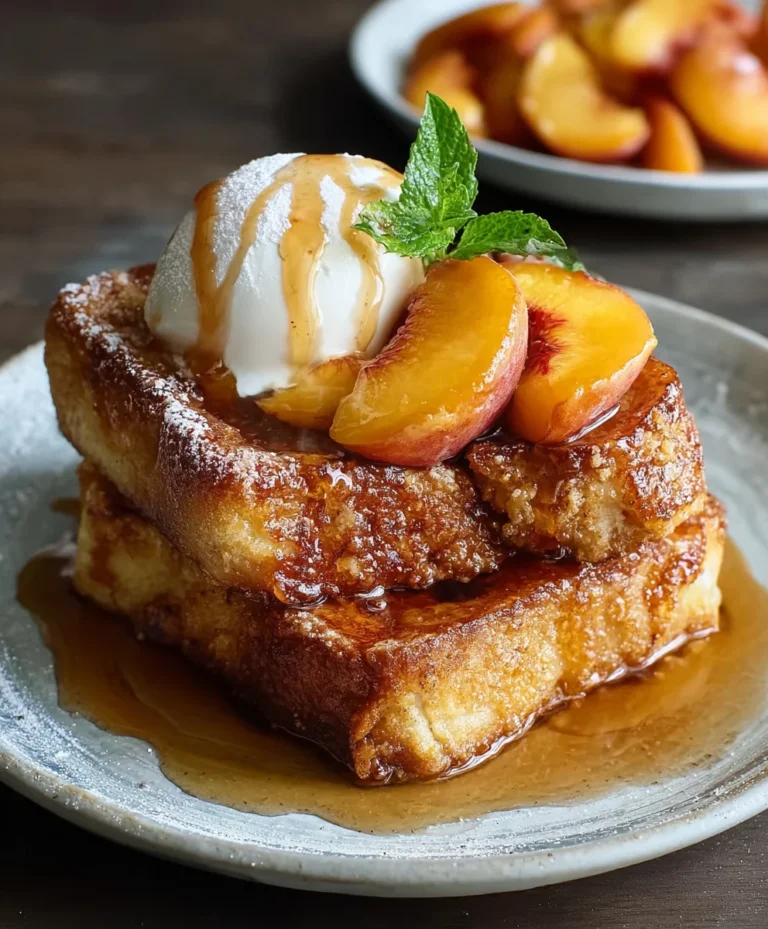 Easy Peach Cobbler French Toast Breakfast Recipe