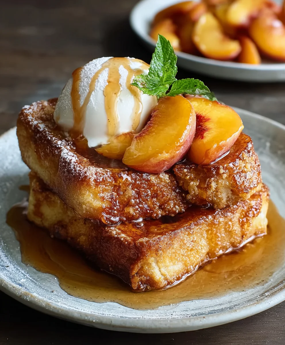 Easy Peach Cobbler French Toast Breakfast Recipe