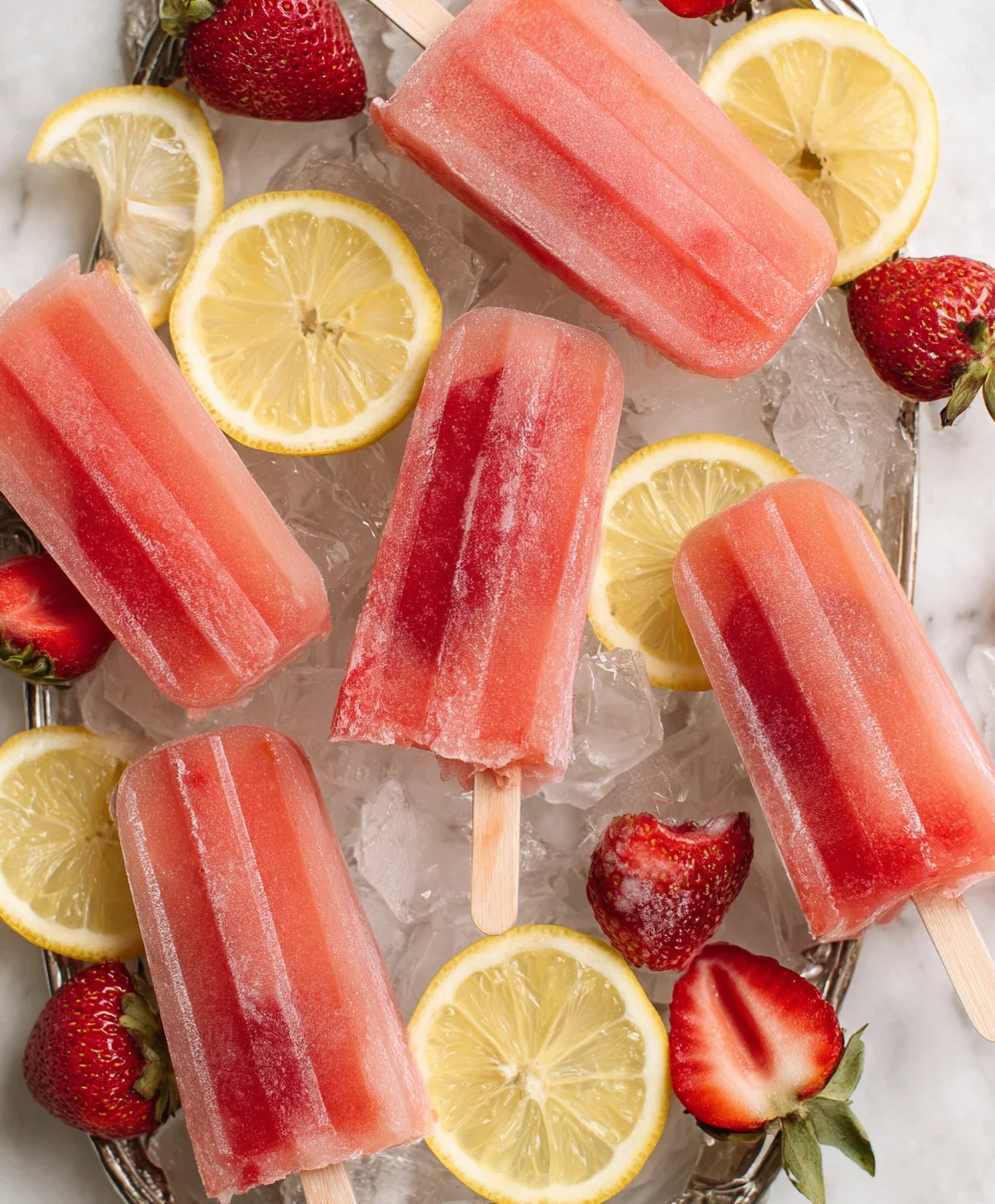 Strawberry Lemonade Popsicles- Refreshing Frozen Treat