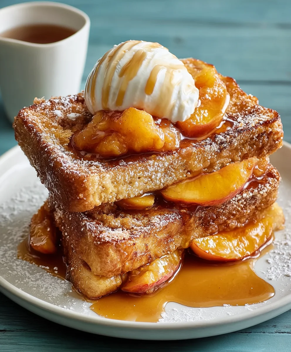 Easy Peach Cobbler French Toast Breakfast Recipe