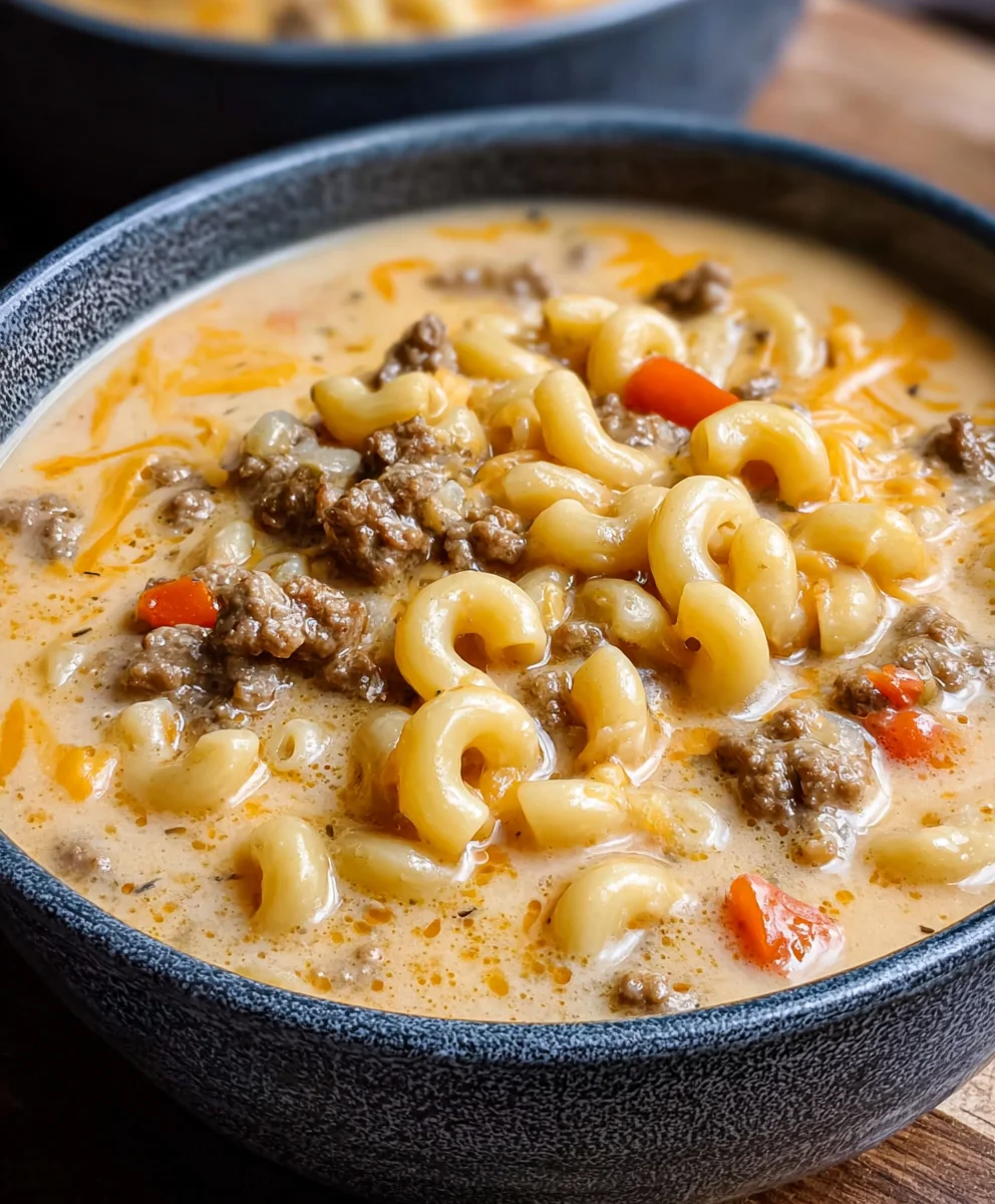 Cheeseburger Macaroni Soup-Creamy Comfort Dish