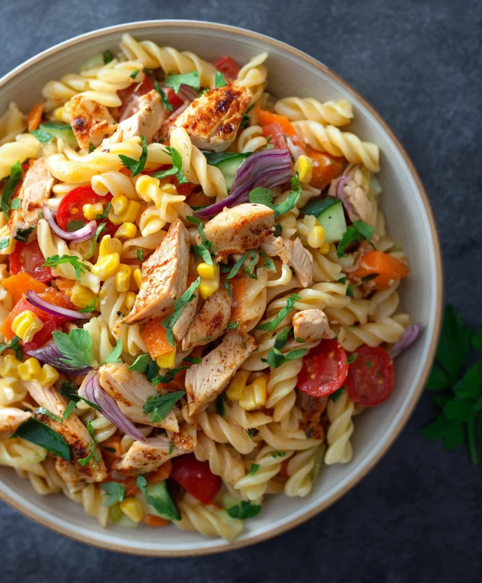 BBQ Chicken Pasta Salad - Easy Delicious Recipe
