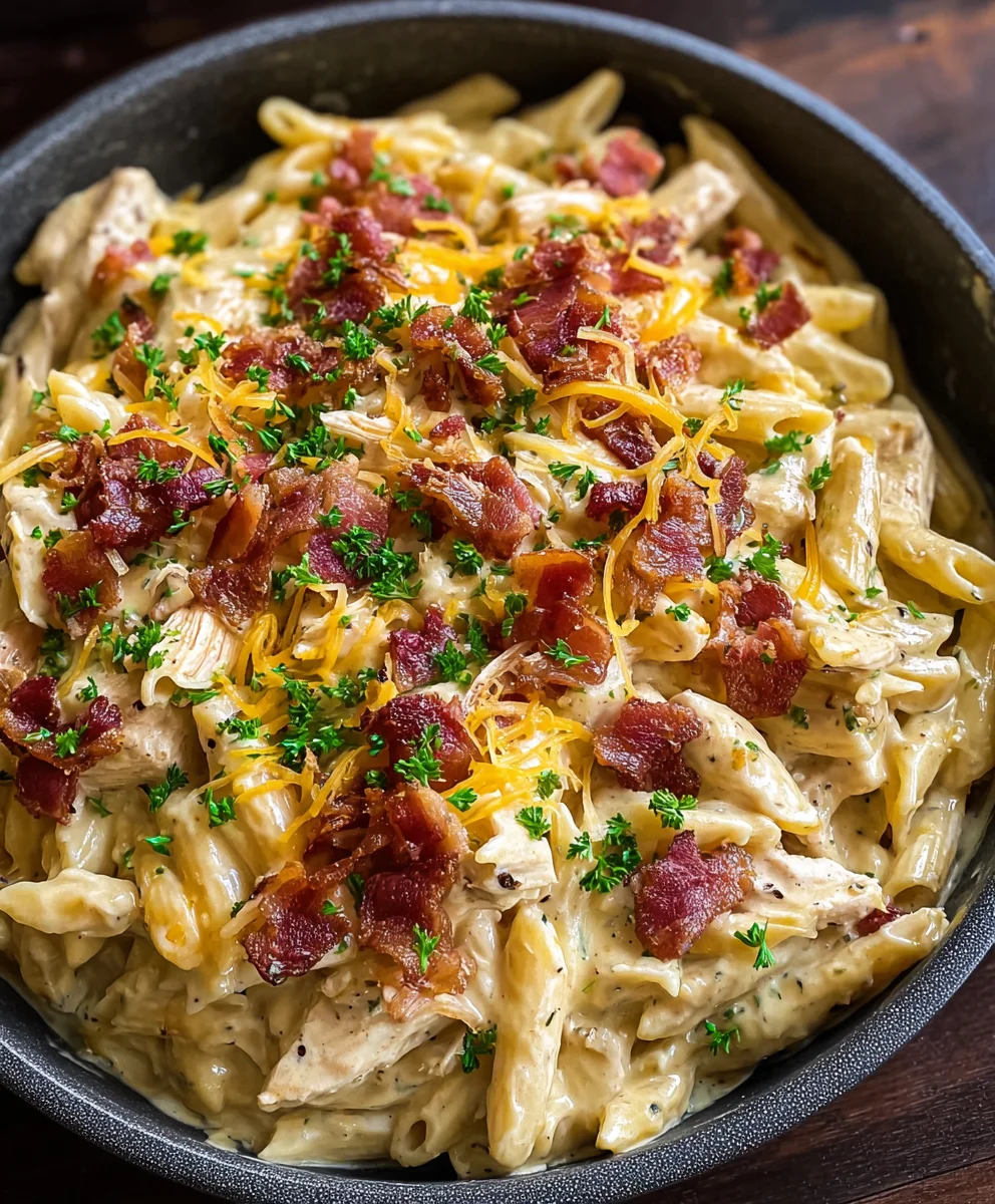 Creamy Ranch Beef Beef Bacon Chicken Pasta