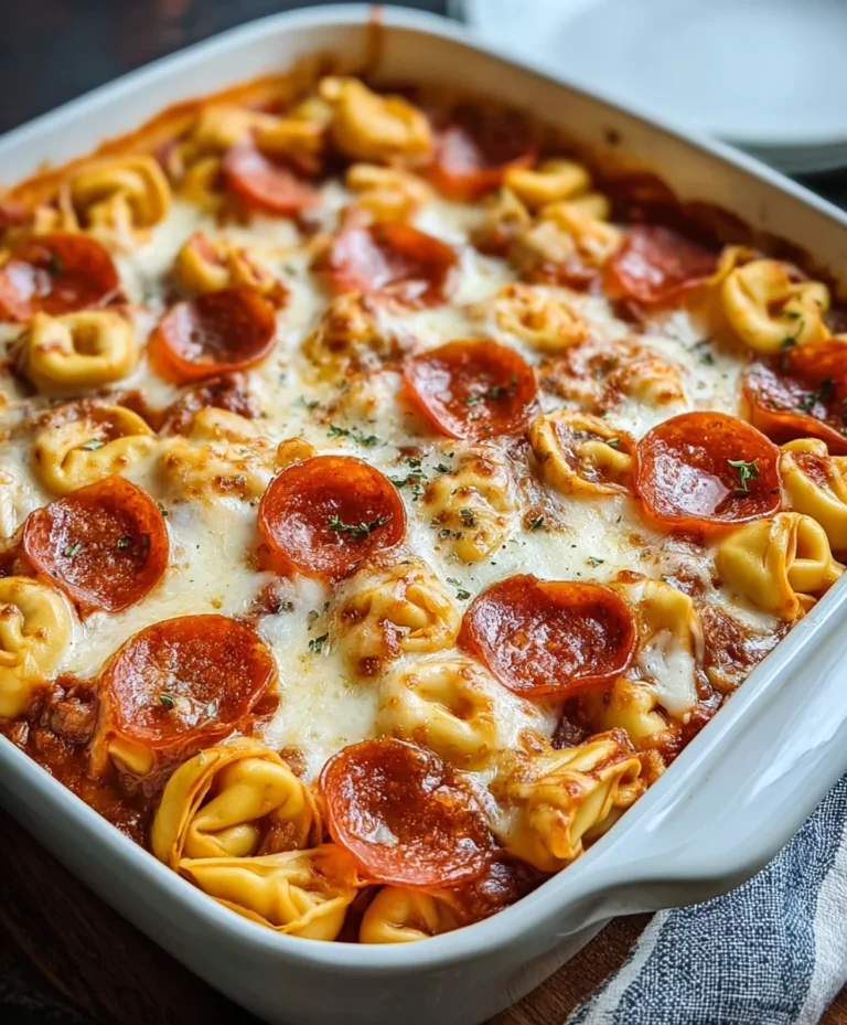 Cheesy Beef Tortellini Beef Pepperoni Pizza Casserole