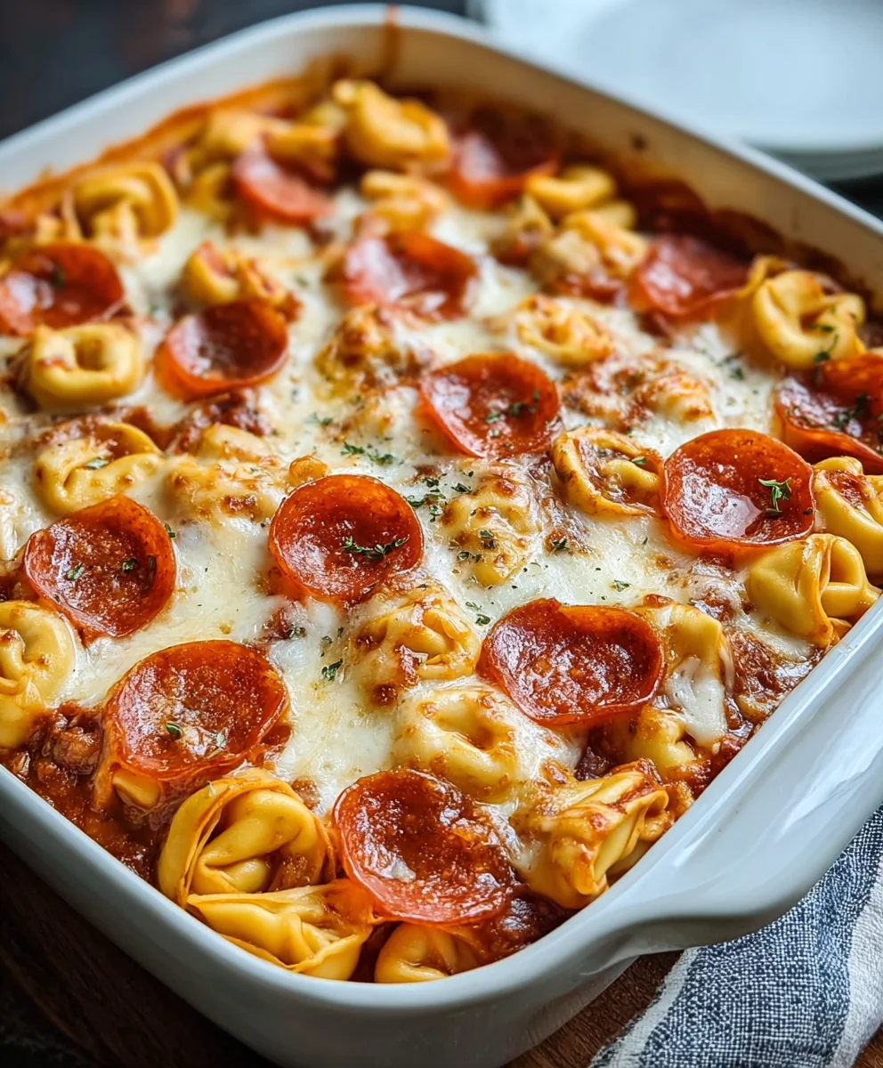Cheesy Beef Tortellini Beef Pepperoni Pizza Casserole