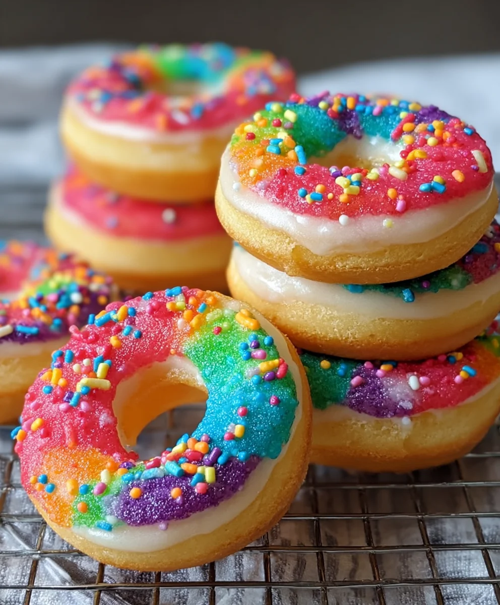 Mini Rainbow Vanilla Bean Donuts-Sweet Treat