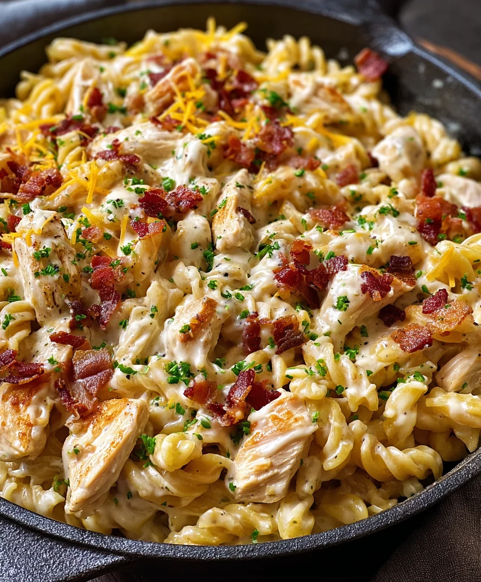 Creamy Ranch Beef Beef Bacon Chicken Pasta