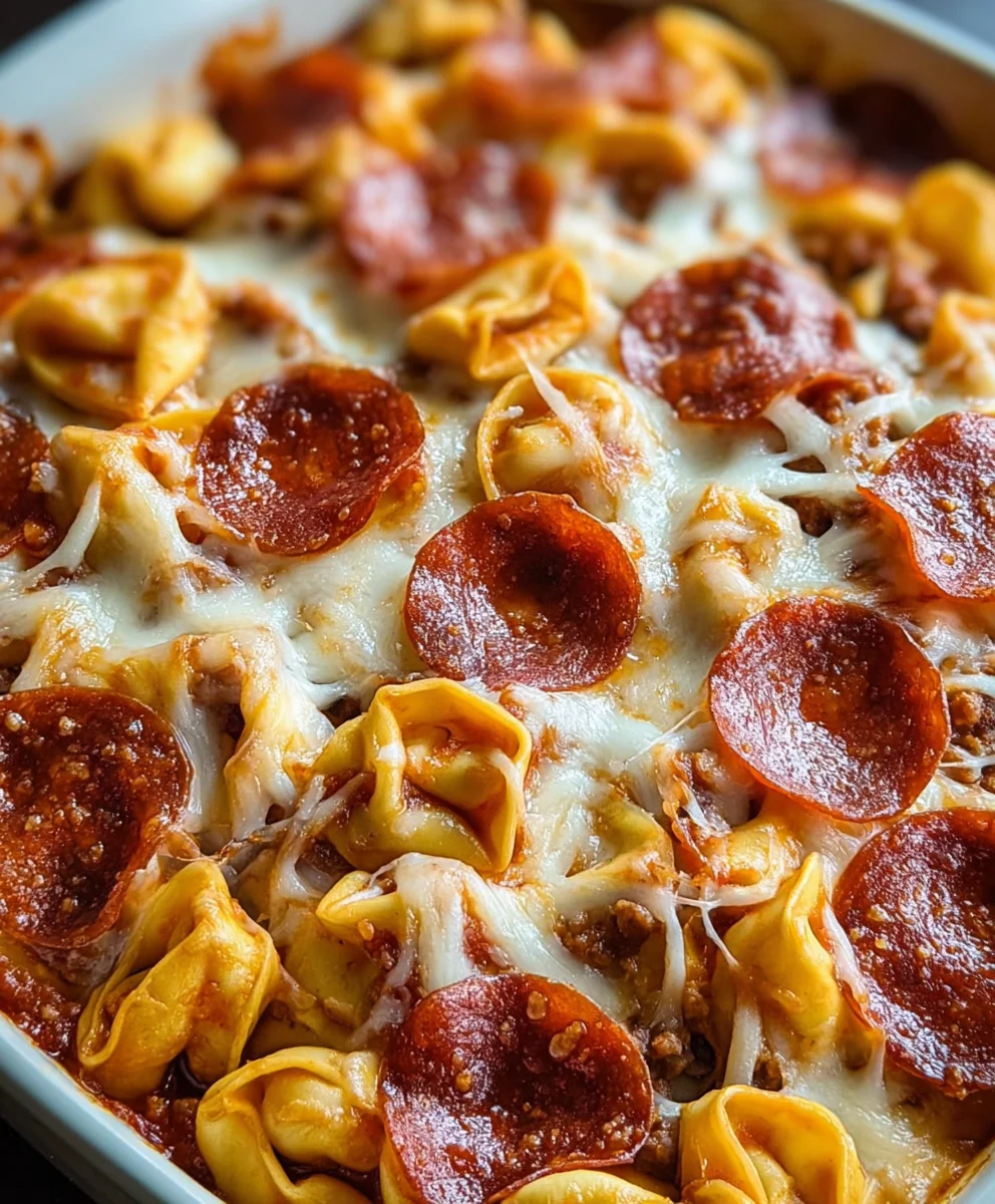 Cheesy Beef Tortellini Beef Pepperoni Pizza Casserole