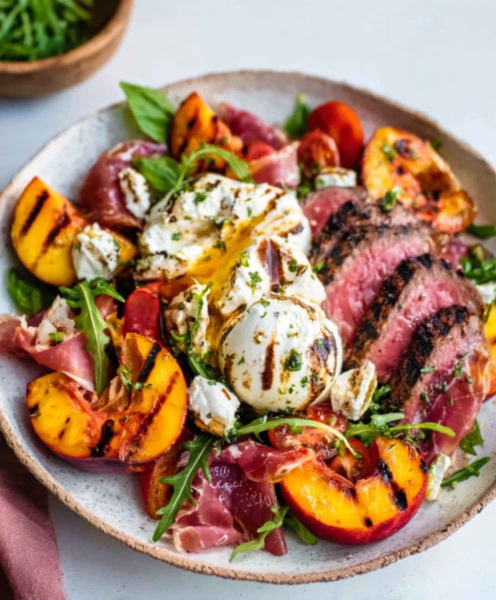 Grilled Nectarine Burrata Beef Beef Prosciutto Salad