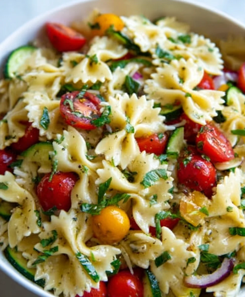 Easy Bow Tie Pasta Salad Recipe- Fresh & Flavorful