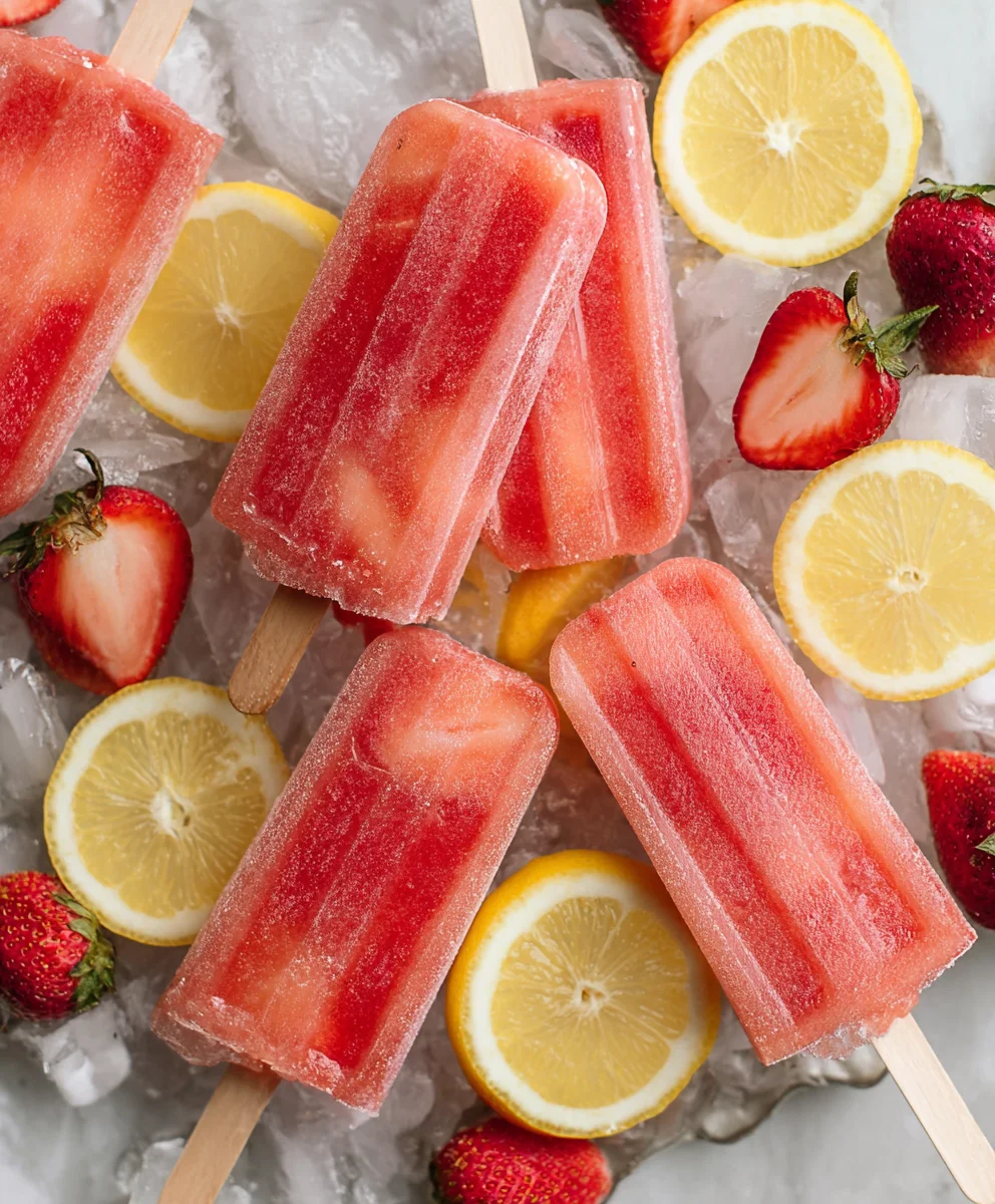 Strawberry Lemonade Popsicles- Refreshing Frozen Treat