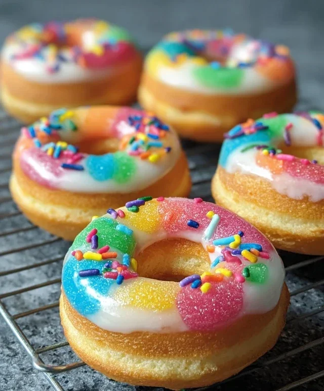 Mini Rainbow Vanilla Bean Donuts