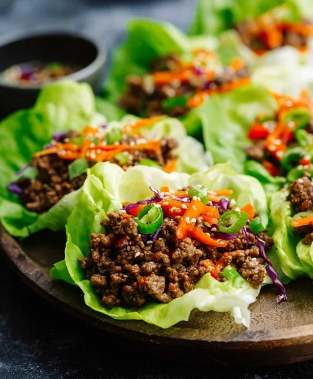 Asian Style Ground Beef Lettuce Wraps