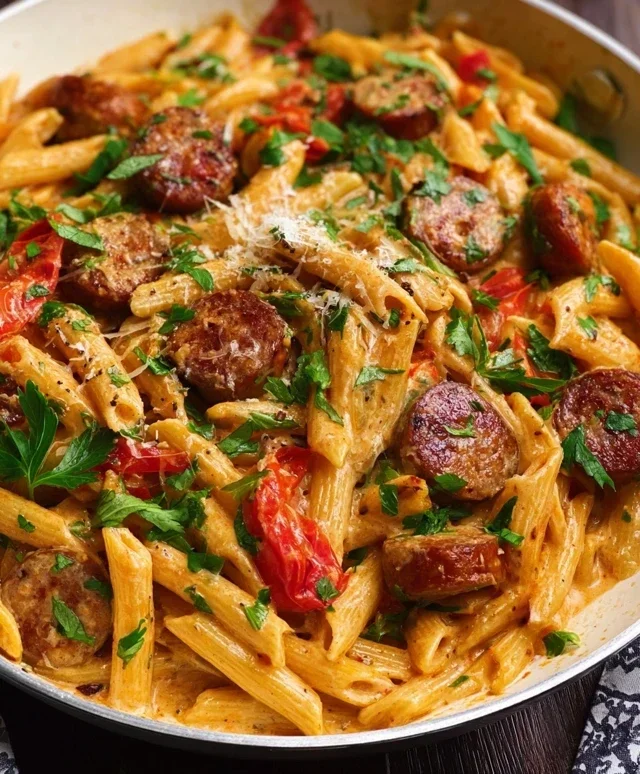 One Pot Creamy Cajun Sausage Pasta (30-Minutes)