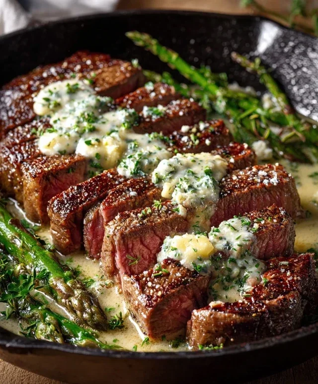 Garlic Butter Steak With Parmesan Cream Sauce