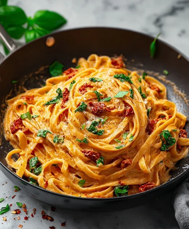 Vegan Creamy Sun Dried Tomato Pasta Recipe