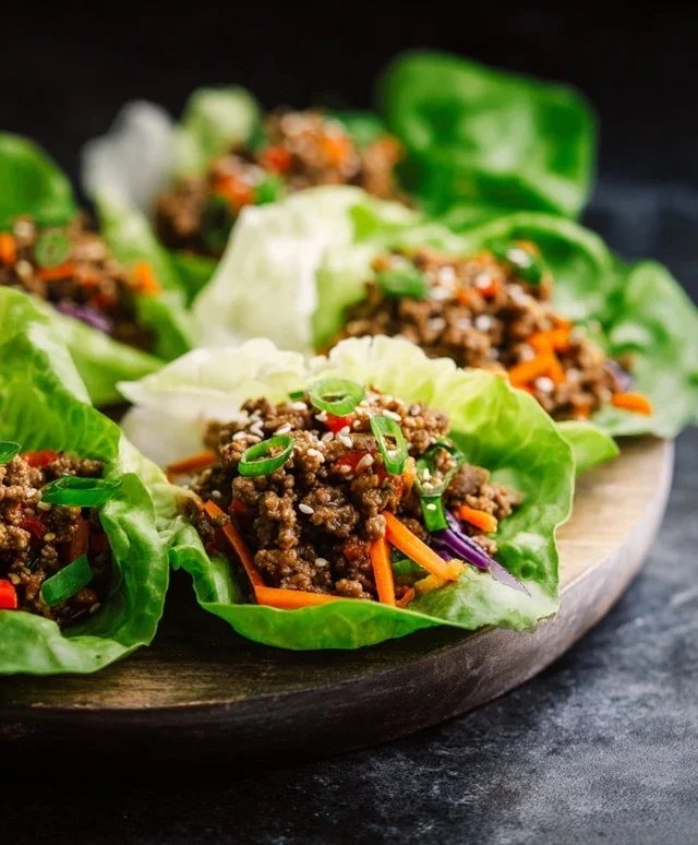 Asian Style Ground Beef Lettuce Wraps