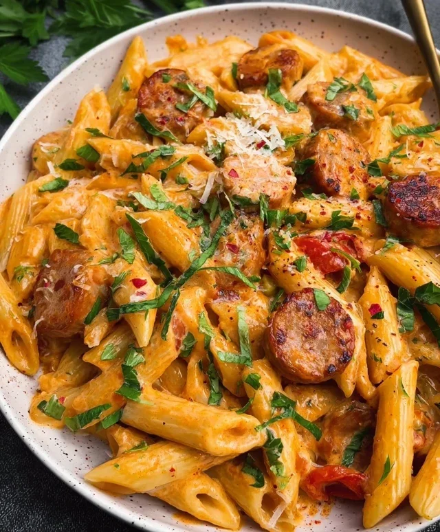 One Pot Creamy Cajun Sausage Pasta (30-Minutes)