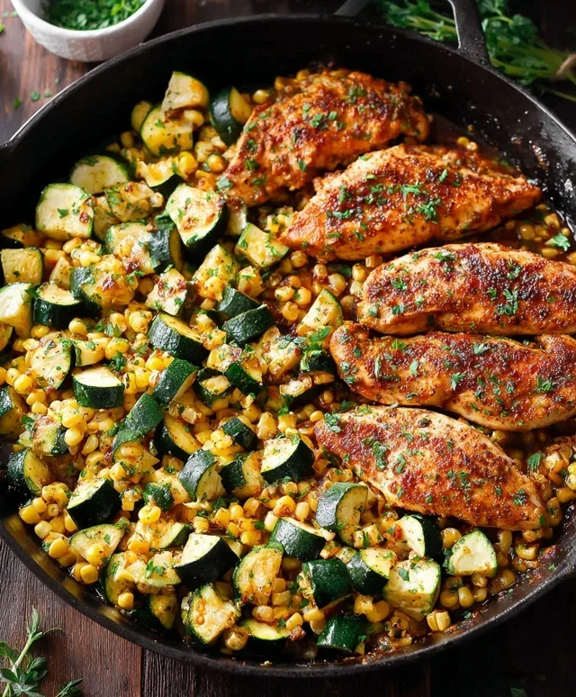 Garlic Butter Chicken with Zucchini and Corn - One-Pan, 30-Minute Meal