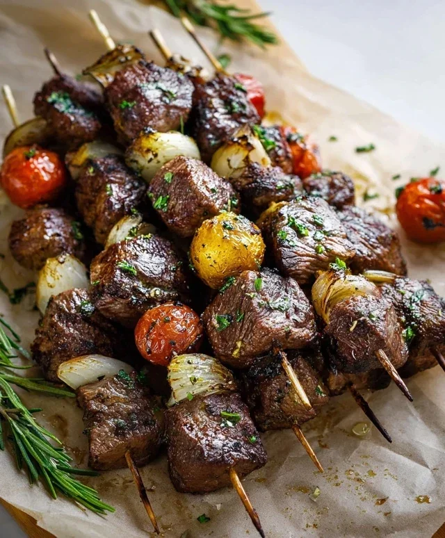 Rosemary Garlic Steak Kebabs