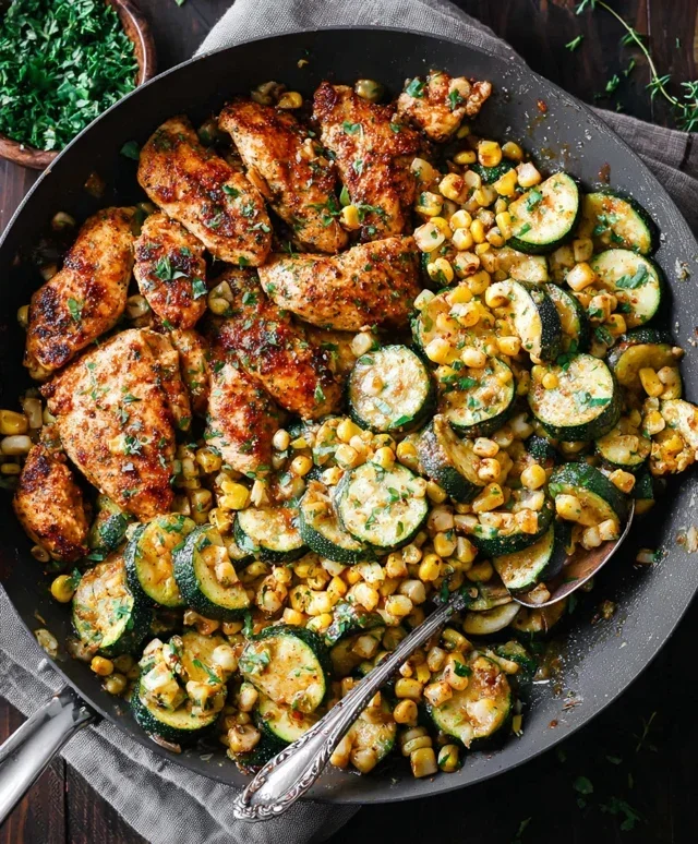Garlic Butter Chicken with Zucchini and Corn - One-Pan, 30-Minute Meal