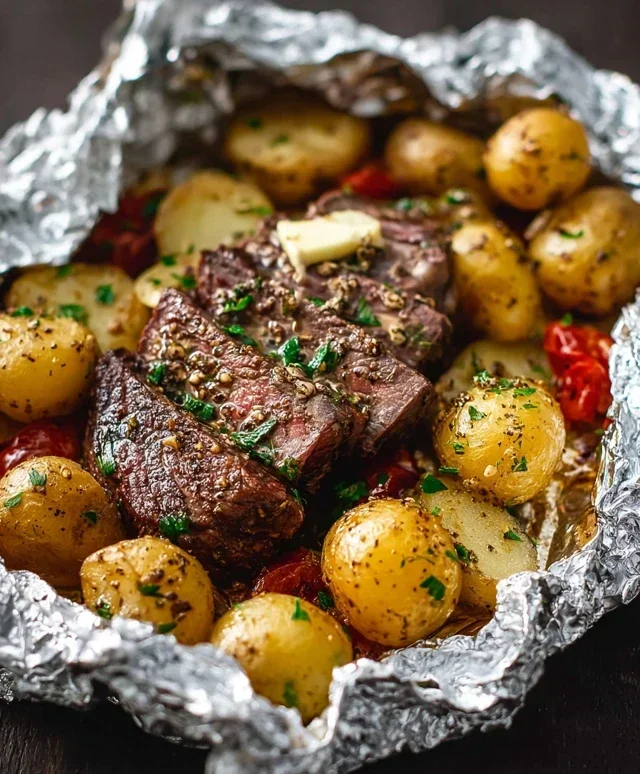 Garlic Steak & Potato Foil Packs