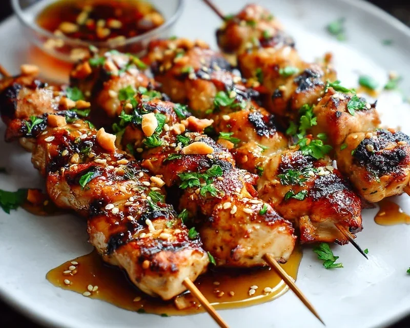 Easy Grilled Asian Chicken Skewers with Honey Garlic Sauce