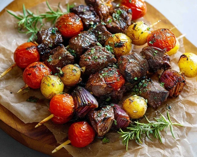 Rosemary Garlic Steak Kebabs