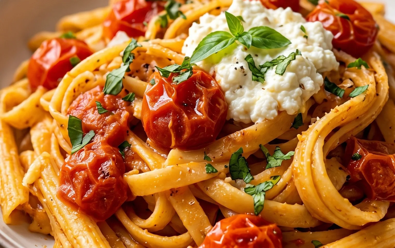 Roasted Tomato and Garlic Ricotta Pasta