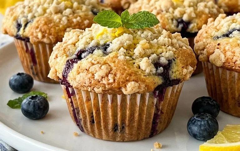 Lemon Blueberry Streusel Muffins