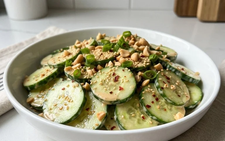 Creamy Asian Cucumber Salad Bowl