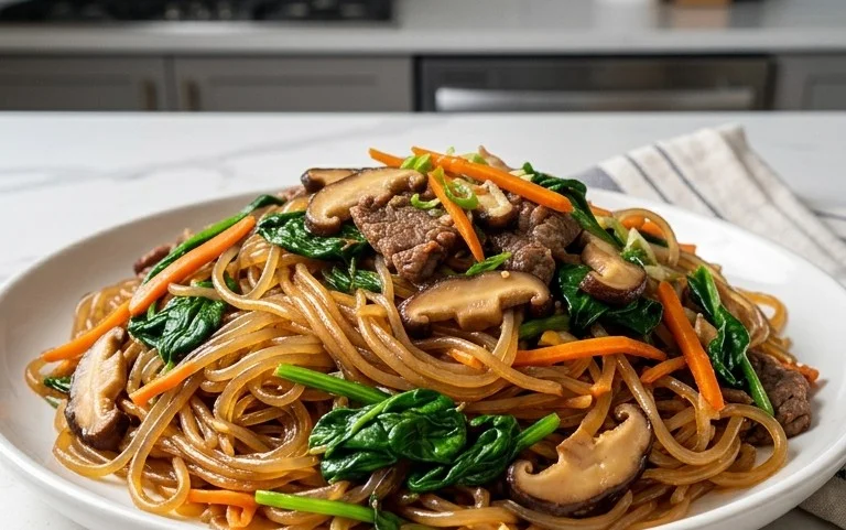 Japchae (Korean Glass Noodle Stir Fry)