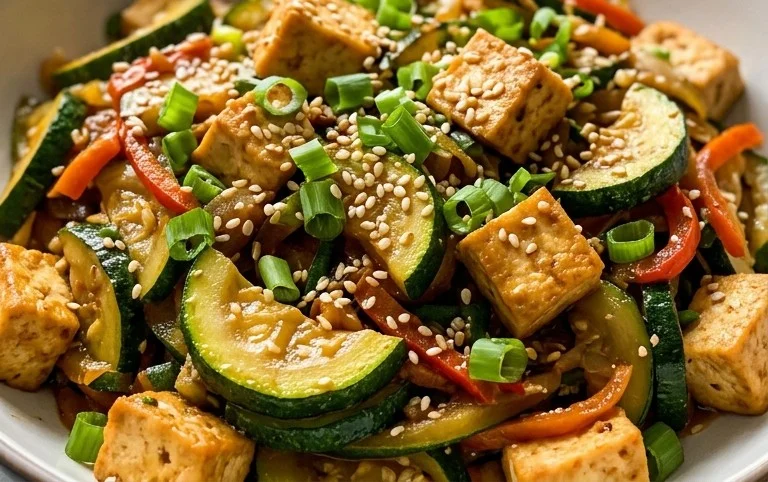Zucchini Stir Fry With Tofu (Vegan)