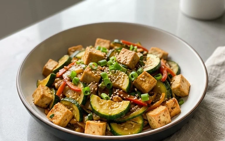Zucchini Stir Fry With Tofu (Vegan)