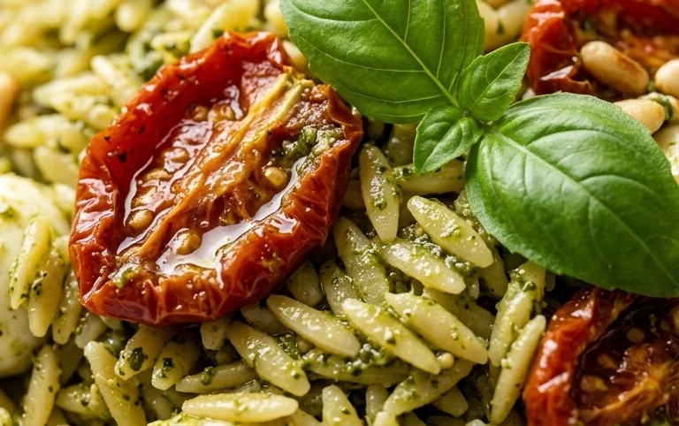 Sun Dried Tomato Orzo Pesto Salad
