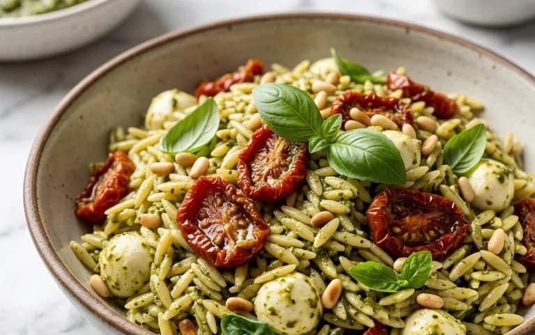 Sun Dried Tomato Orzo Pesto Salad