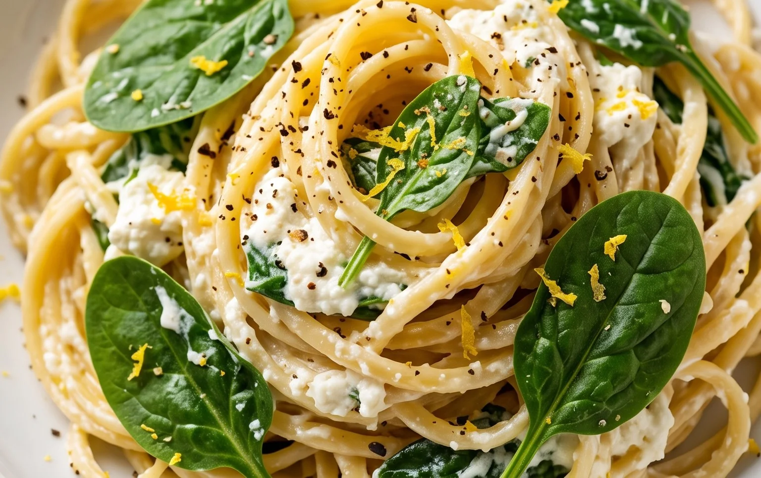 Lemon ricotta pasta & spinach